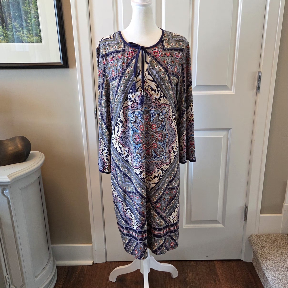 Westport 1962  Womens 14 Multicolor Polyester Blend Paisley Dress Knee Length